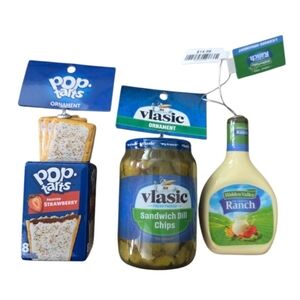 3pc Food Ornaments Pop Tarts, Vlasic Pickles & Ranch